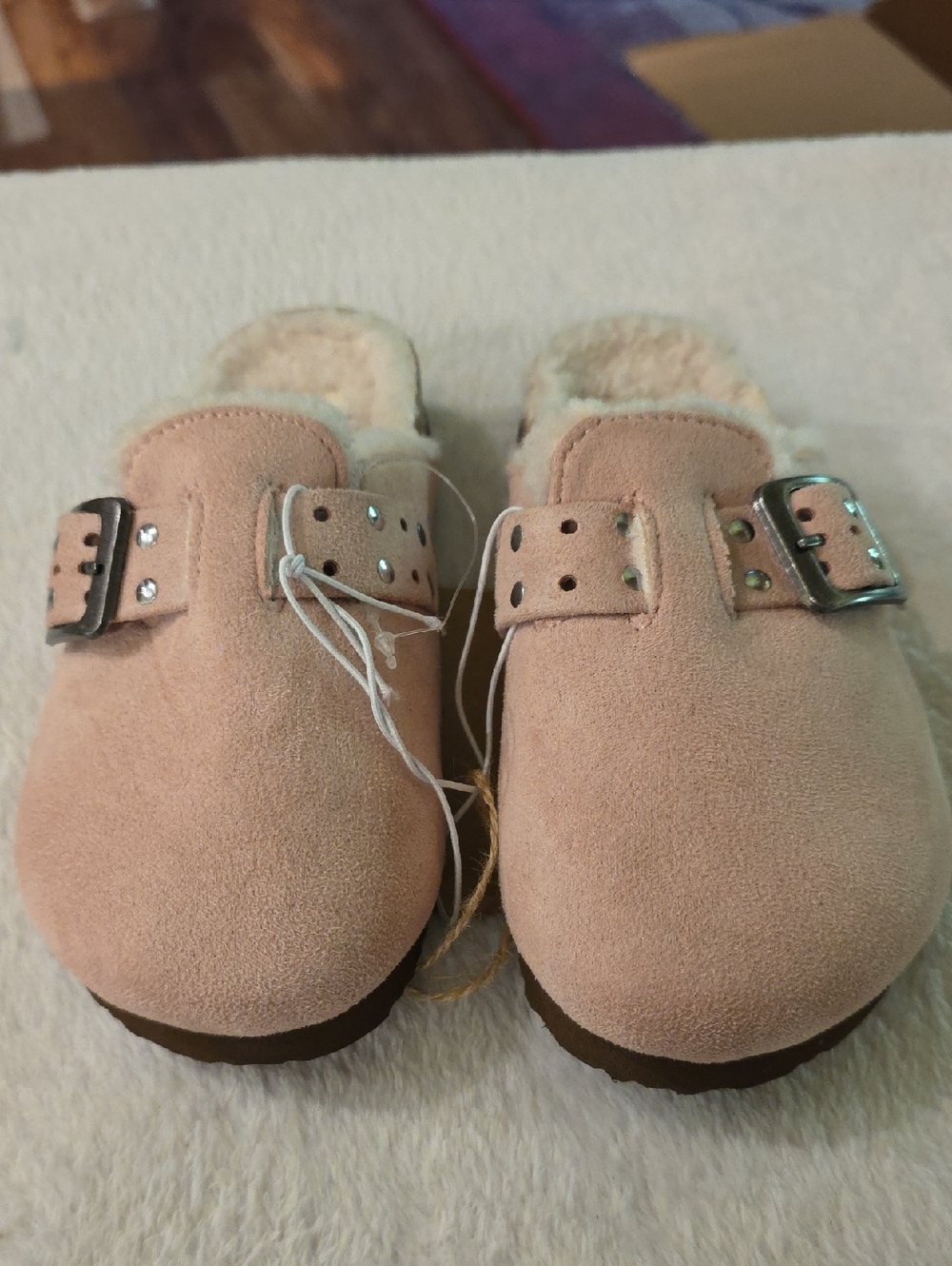 Magellan Outdoors Pink Suede Kids Clog Slippers